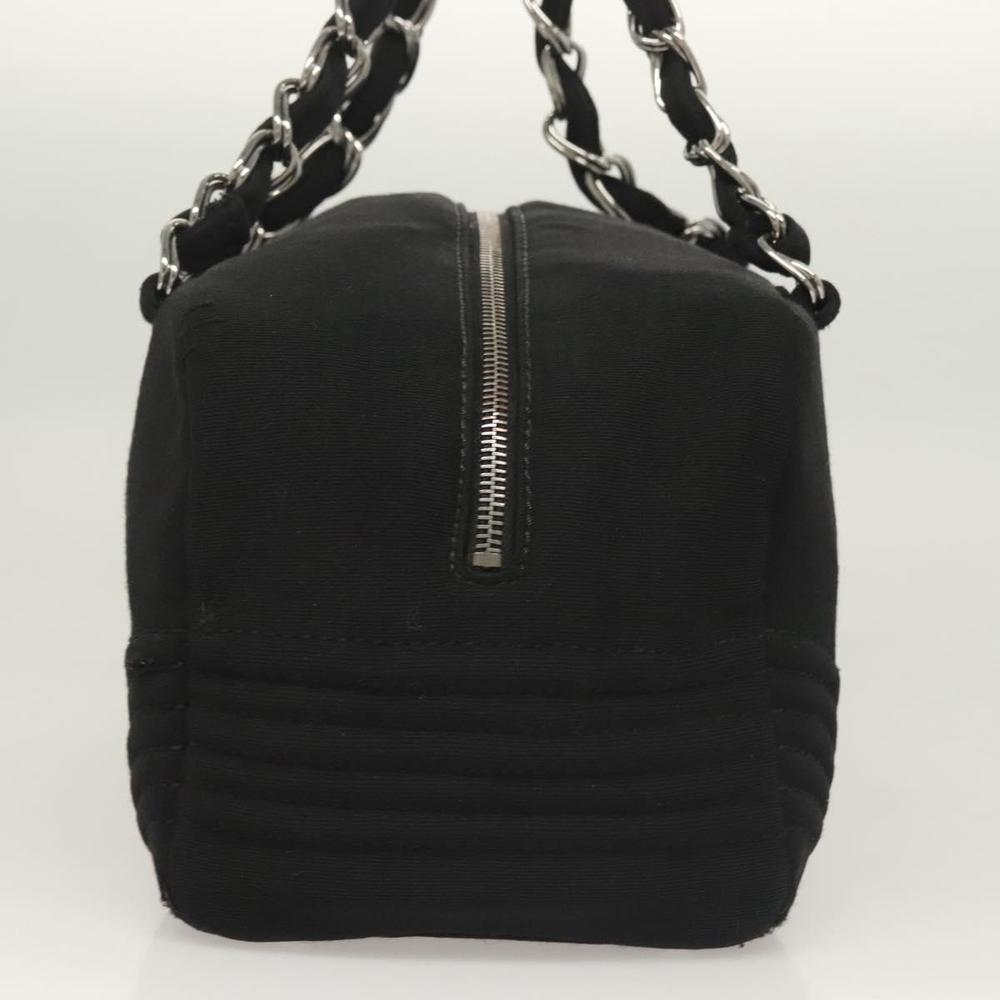 CHANEL COCO Mark Chain Shoulder Bag Cotton Black Silver CC Auth BA3739 - Picture 3 of 16